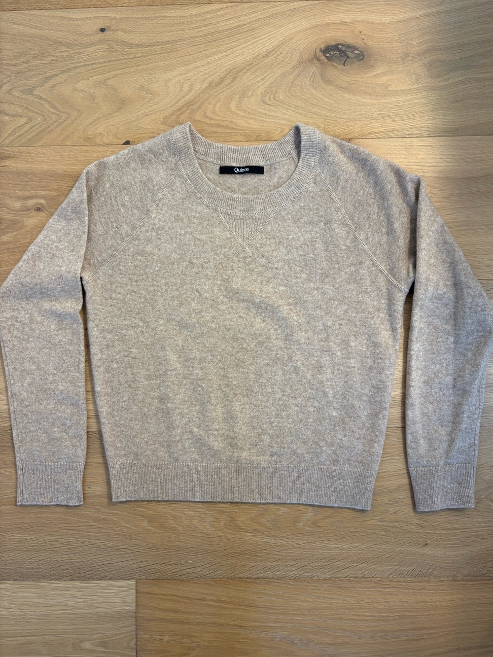 Quince Mongolian ShrunkenCashmere Sweater, Oatmeal Medium